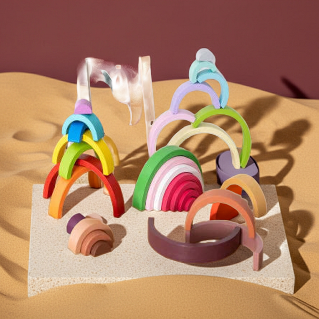 Jeux Montessori Arc-en-ciel - Bois Naturel