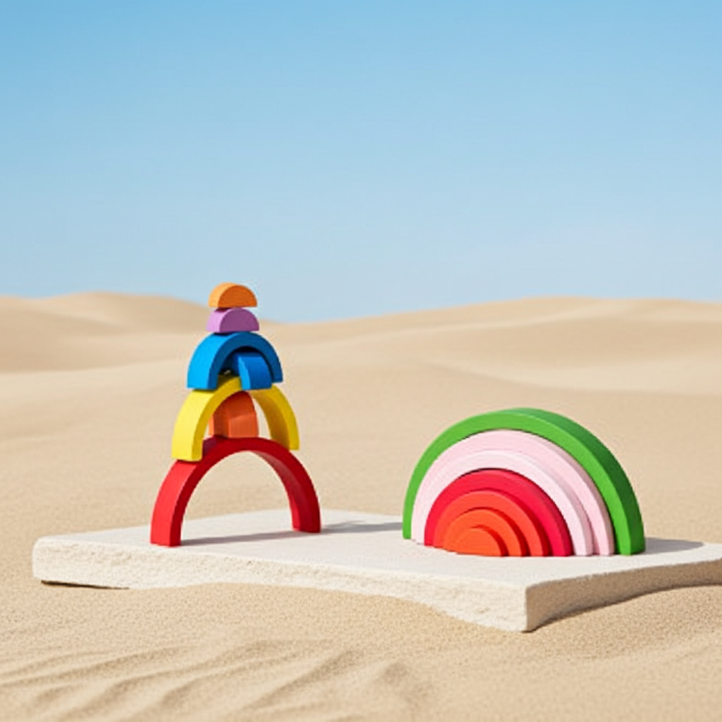 Jeux Montessori Arc-en-ciel - Bois Naturel