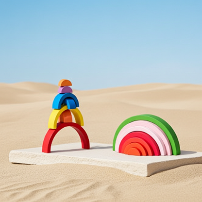 Jeux Montessori Arc-en-ciel - Bois Naturel