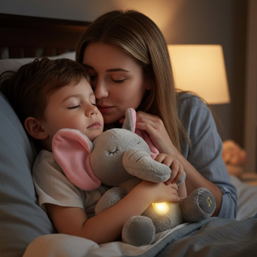 doudou bébé peluche qui respire avec maman
