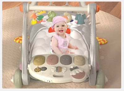 tapis éveil bébé fillette assise habits rose