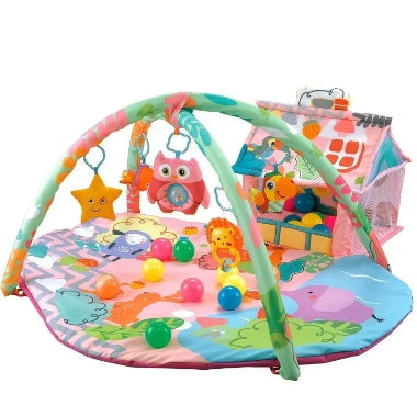 tapis éveil bébé maisonnette tons rose