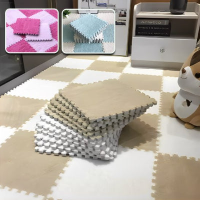 tapis jeu damier beige